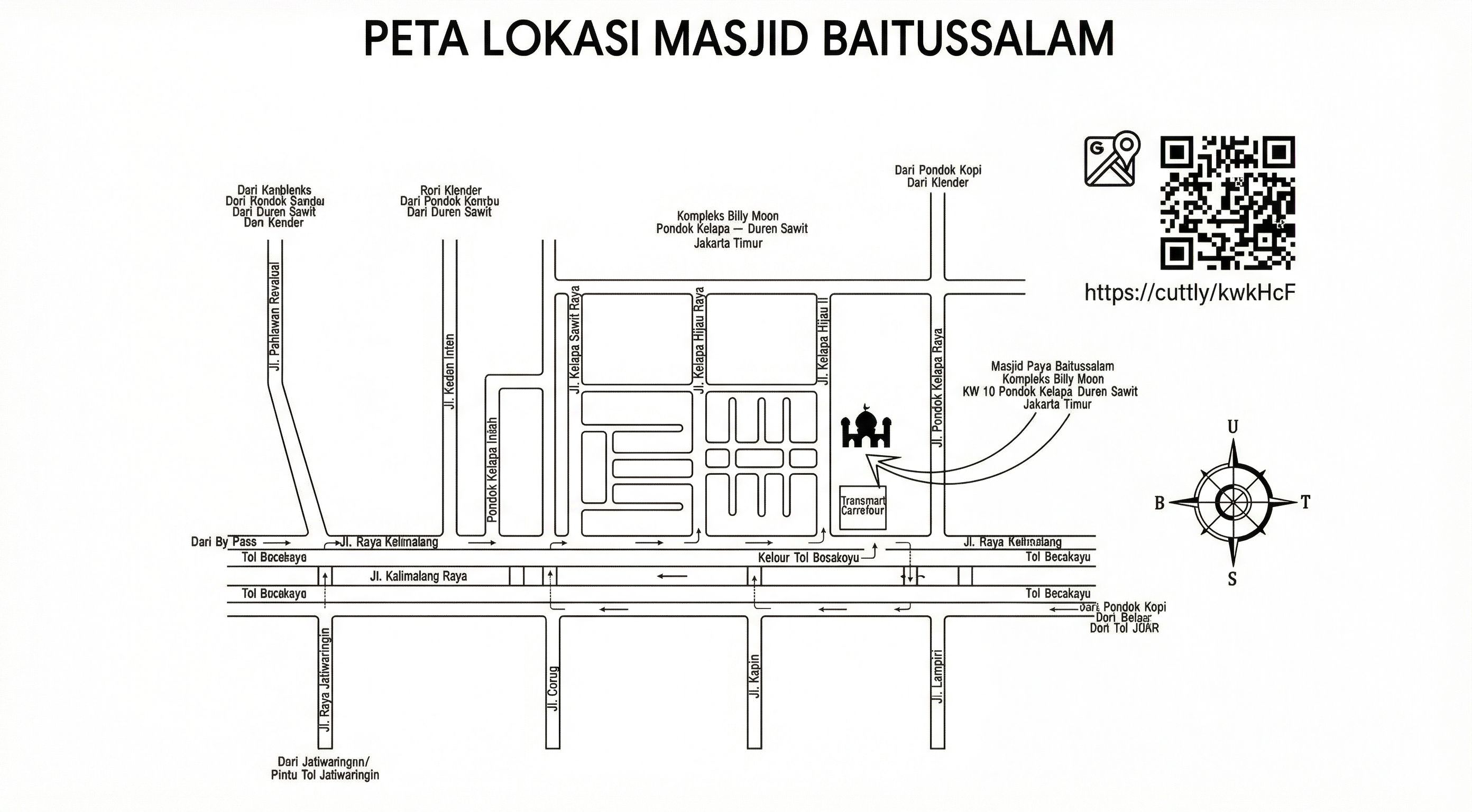 Peta lokasi Masjid Baitussalam dan Ruang Serba Guna